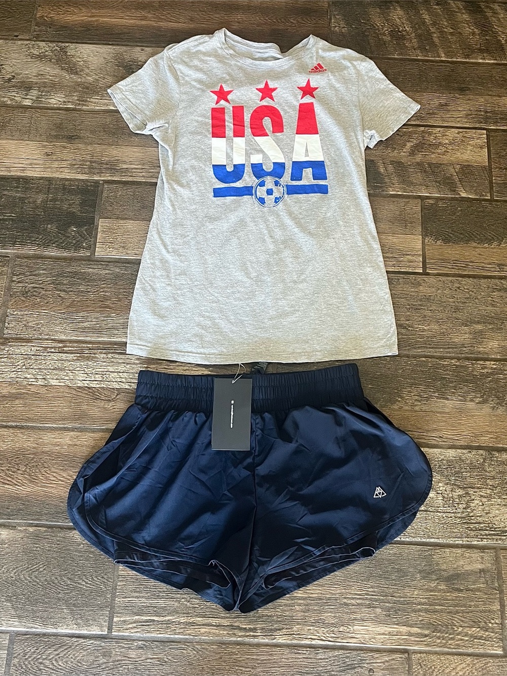 Haimont Athletic Shorts with built in lining M and Adidas USA soccer t shirt M